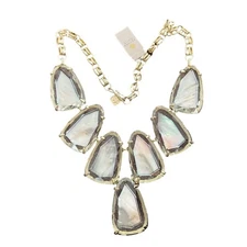 Kendra Scott Harlow Statement Necklace Suspended Mother of Pearl Gold Plated