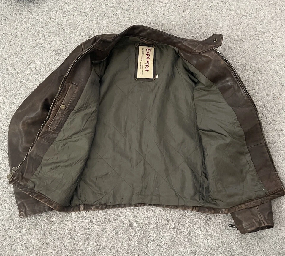 Ezra Fitch Cafe Racer Leather Jacket Size Large - Image 2 of 4