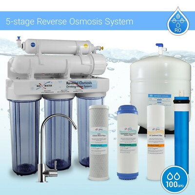 #ad 100 GPD Residential Drinking 5 stage Reverse Osmosis System Max Water USA Filter $210.00