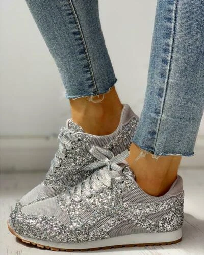 Scarpe da ginnastica senza marca argento per donna