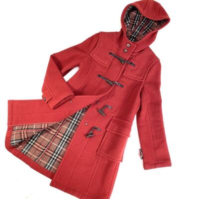 Burberry Blue Label Duffle Coat Nova Check Red Bordeaux 100
