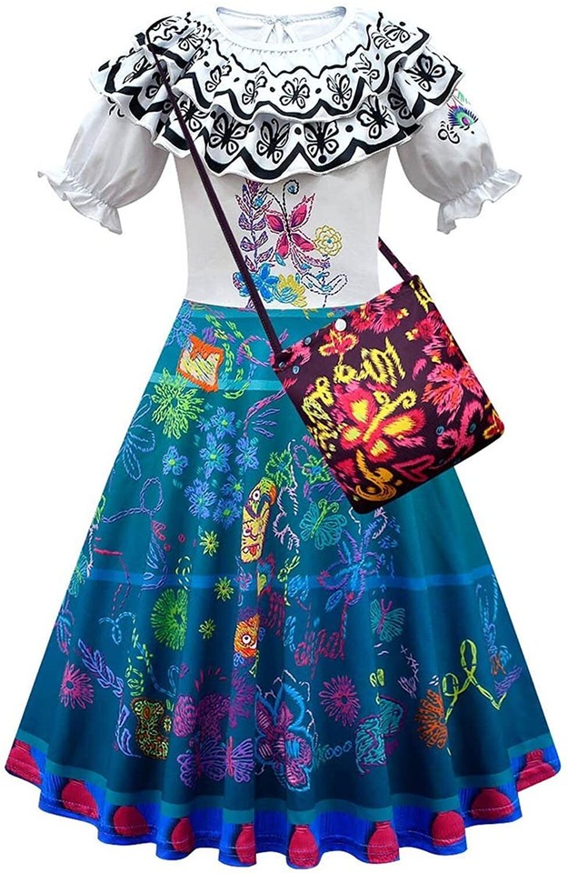 Kids Girls Princess Dress Up Encanto Mirabel Costume Cosplay Party