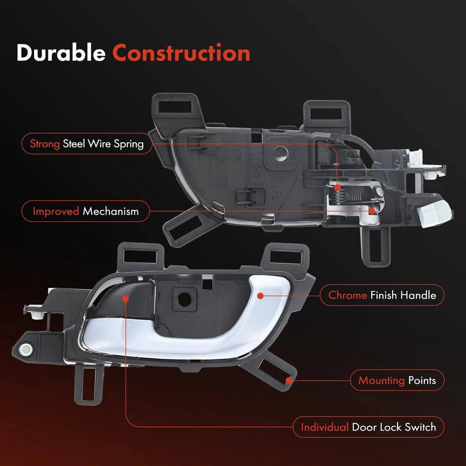 Manija de puerta interior del conductor delantero plateada y negra para Honda Civic 2012 2013-2015 Foto 4 de 4