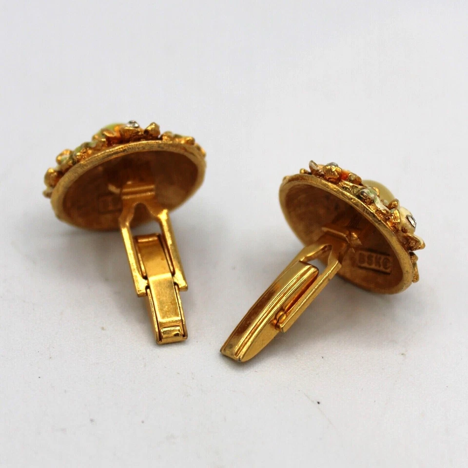 Gemelos florales amarillos BSK My Fair Lady con esmalte y pedrería damas Foto 3 de 4