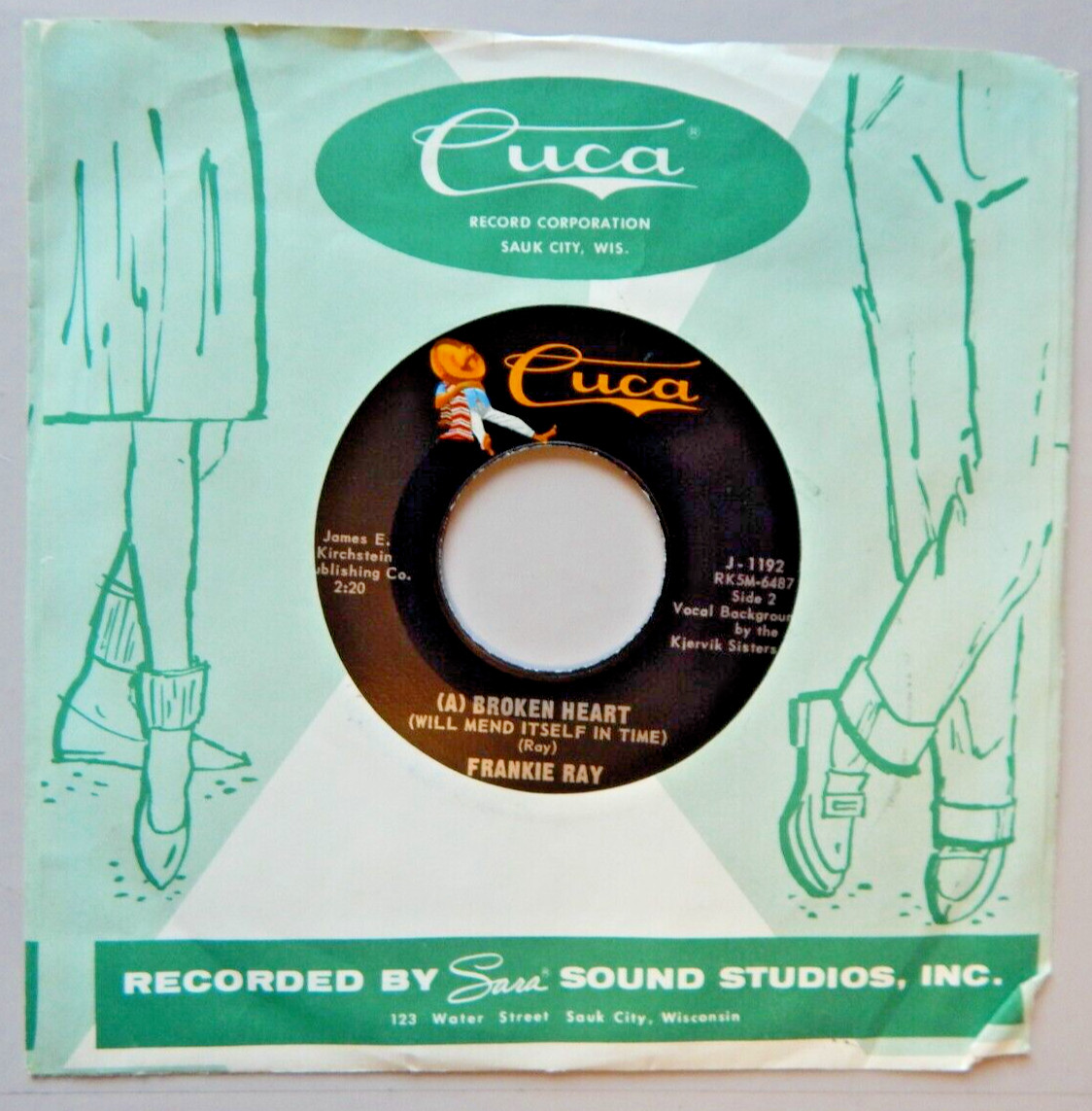 Cuca Records 45 RPM Vinyl Frankie Ray "Come Closer" & "Broken Heart" Rare