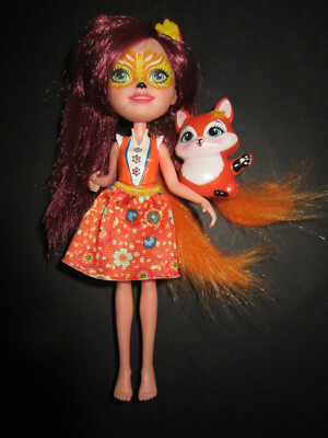B887) SÜSSE ALTE ENCHANTIMALS DOLL FELICITY FOX UND FLICK MATTEL 2018