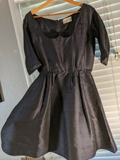 Christian Dior 1950's Cocktail Dress, Silk or Silk Blend, Navy, Size 10