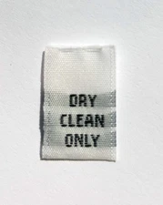 500 PCS WHITE WOVEN FOLDED CLOTHING CARE LABEL - DRY CLEAN ONLY