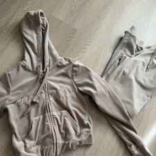 Baby Phat Velour Tracksuit XS Beige Jacket and Pants Set