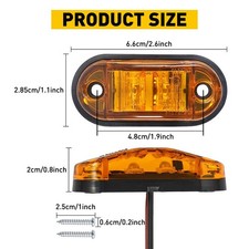 10PCS Amber LED Car Side 2.5" Clearance Marker Lights for Truck RV Trailer EAD