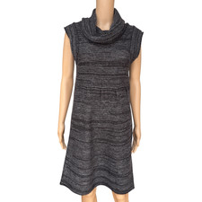 Dragonfly Lambswool blend Cowl Neck Sweater Dress Heather Gray Size M Cozy Knit