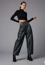 Brett Harrison Black Satin Formal Wear High-Waisted Wide-Leg Pants Womens Size 6