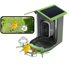 Bird Feeder with – AI Bird Recognition, 130° Wide Angle, Solar & USB Powered,...