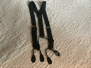 Men's Suspenders: Y 1-1/2" Wide Button-On, Black Silk