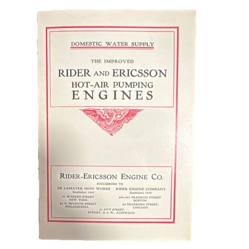 1906 Rider-Ericsson Engine Co. Hot-Air Pumping Engine Manual Stationary Engines