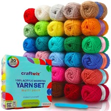 100 Acrylic Yarn for Crocheting and Knitting - 30x20g Skeins of 4 Worsted W...