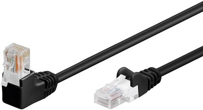 goobay Patchkabel Cat 5e U/UTP 1 x 90° gewinkelt schwarz 0,25 m