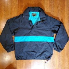 VTG 90s Eddie Bauer Black Teal Color block Anorak Windbreaker Gore Tex
