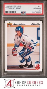 1991 UPPER DECK #21 TEEMU SELANNE RC HOF PSA 10