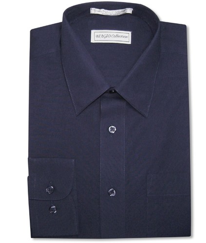 Camisa de vestir Biagio para hombre 100 % ALGODÓN lisa color AZUL MARINO talla 17 32/33 - Imagen 2 de 4