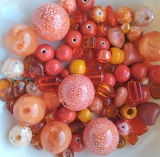 ORANGE Mixed Lot for Jewelry Making, Bead Soup, 80 pieces, 3.5 ounces
