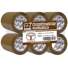 Heavy Duty Brown Packing Tape 18 Rolls, Total 1980Y, 2.7 mil, 1.88 inch x 110...