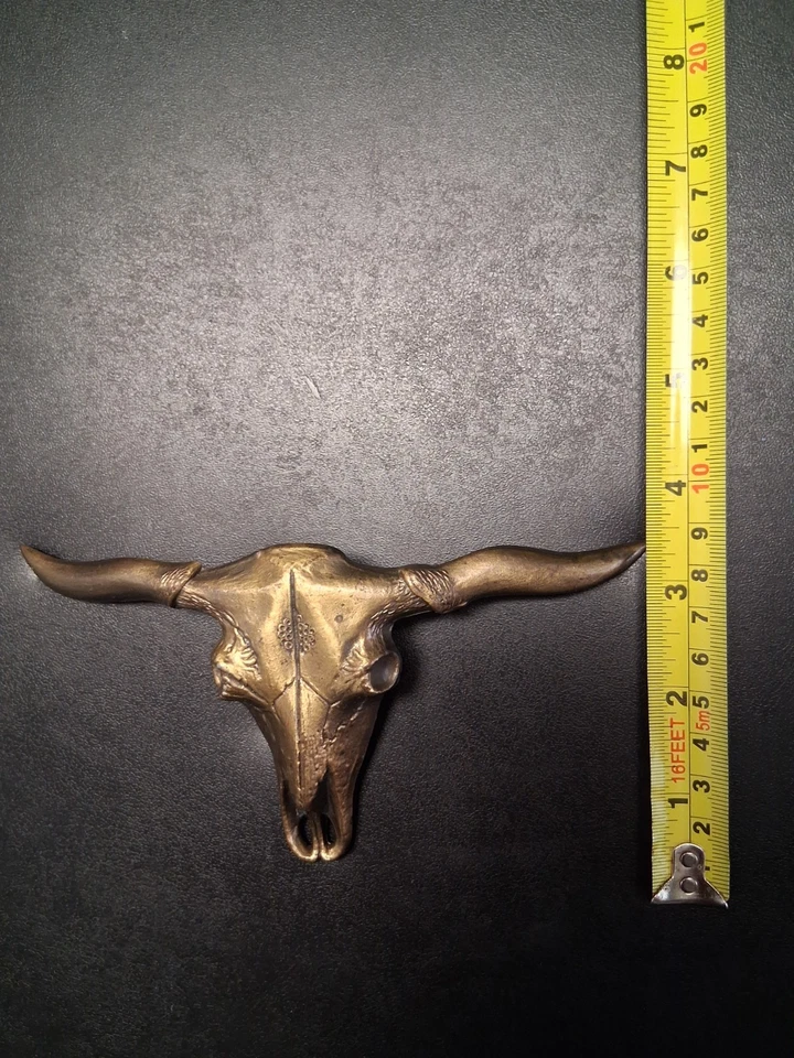 Texas Longhorn 7" Solid Brass Belt Buckle Bull Steer Cow Skull - Image 4 of 4