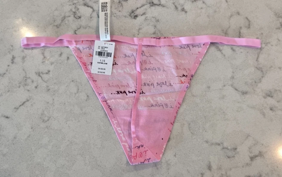 Tanga Victoria's Secret ROSA No-String - L - VS Panty Nuevo con Etiquetas Foto 3 de 4