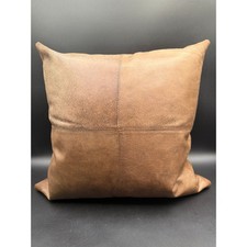 Crate Barrel Double Sided Suede Leather Down Feather Pillow 16"x16" Brown