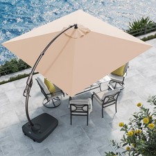 10x10 FT Cantilever Umbrella with Base Outdoor Square Tilting Offset Umbrellas