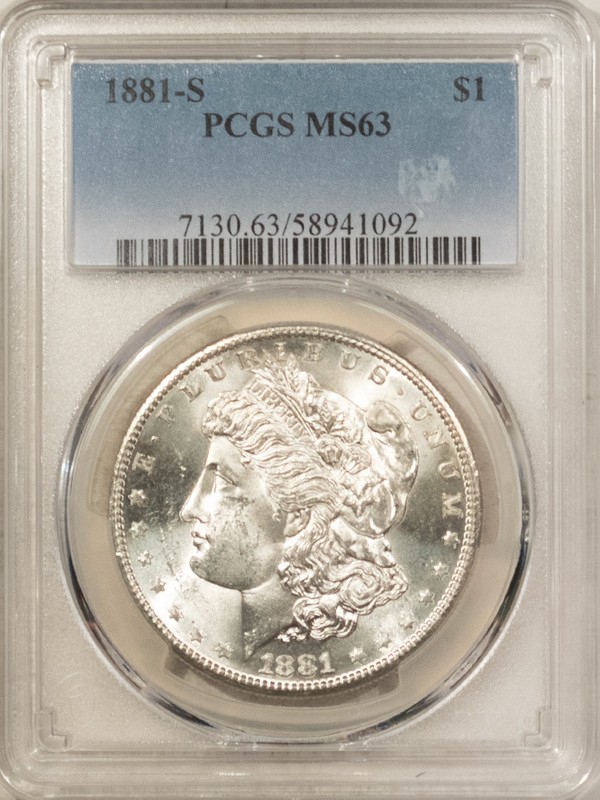 1881-S $1 MORGAN DOLLAR - PCGS MS-63 BLAST WHITE