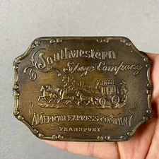 BRASS SOUTHWESTERN STAGE COMPANY AMERICAN EXPRESS TRANSPORT CO BELT BUCKLE. S