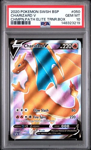 PSA 10 CHARIZARD V SWSH050 FULL ART BLACK STAR PROMO CHAMPIONS PATH POKEMON 🔥