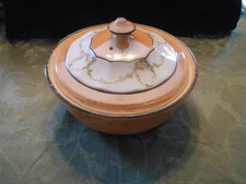 Royal Rochester Fraunfelter China Baking Dish, Floral, Lustreware w/Lid, 1930's