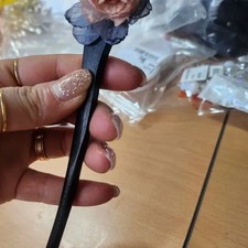 Pink Flower Ebony Hairpin New Official