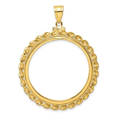 1 oz $50 American Gold Eagle Coin Bezel 32.7mm Twisted 14k Yellow Gold