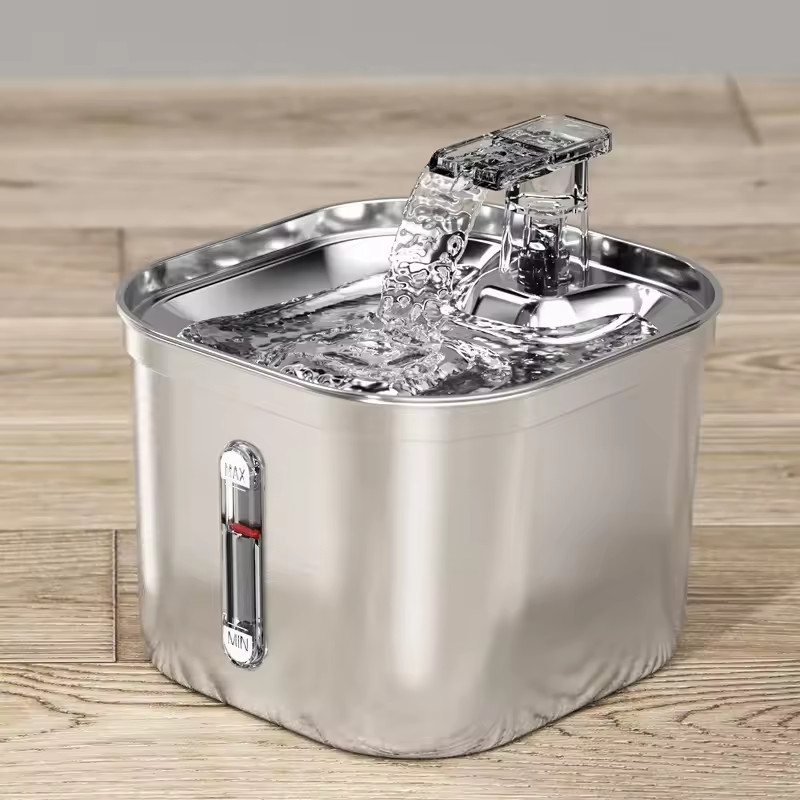 Fontaine pour chat automatique contre la déshydratation avec capteur et cuve inox 2L
