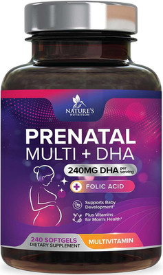 Prenatal Vitamins for Women with Folic Acid + Omega 3 DHA for Fetal Brain Develo