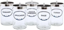 Glass Sundry Jars with Lids (Set of 5 Flint Glass Jars with Covers)