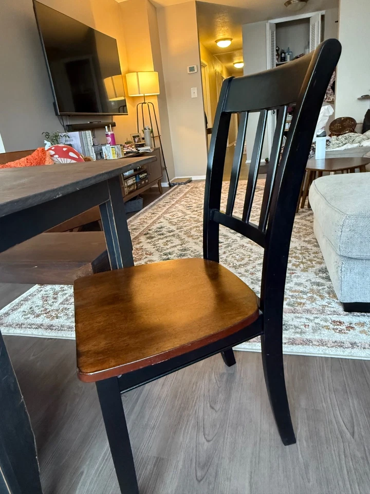 Juego de comedor de madera Amish con 2 sillas 2 bancos Foto 2 de 4