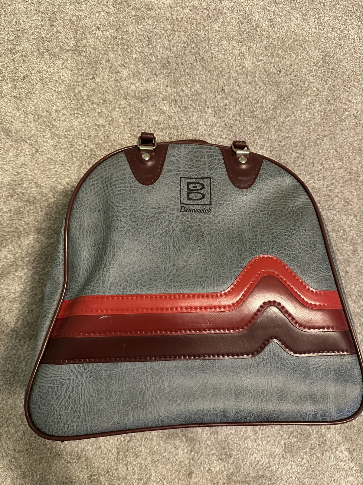 Vintage Brunswick Bowling Ball Bag Single Ball Gray Wave Wit
