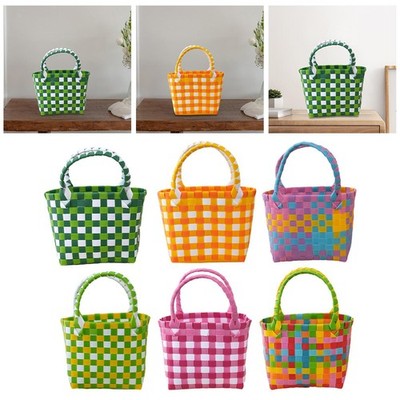 Strandtasche Sommer Shopper geflochten Handtasche Aufbewahrungskorb mit einem