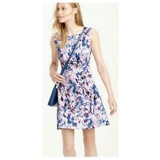 J.Crew Watercolor Lavender Abstract Brushstroke Fit Flare Dress 00 Sleeveless