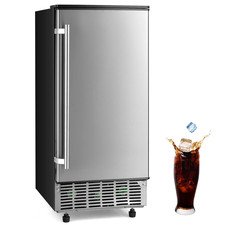 80Lbs/24H Commercial Ice Maker - Freestanding  Under Counter, 24Lbs Storage