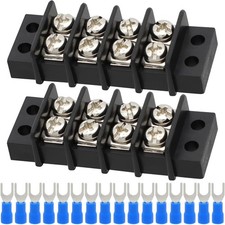 Terminal Block,2 Pack 4 Circuits 20-30A 200v-450v Dual Row Screw Terminals St...