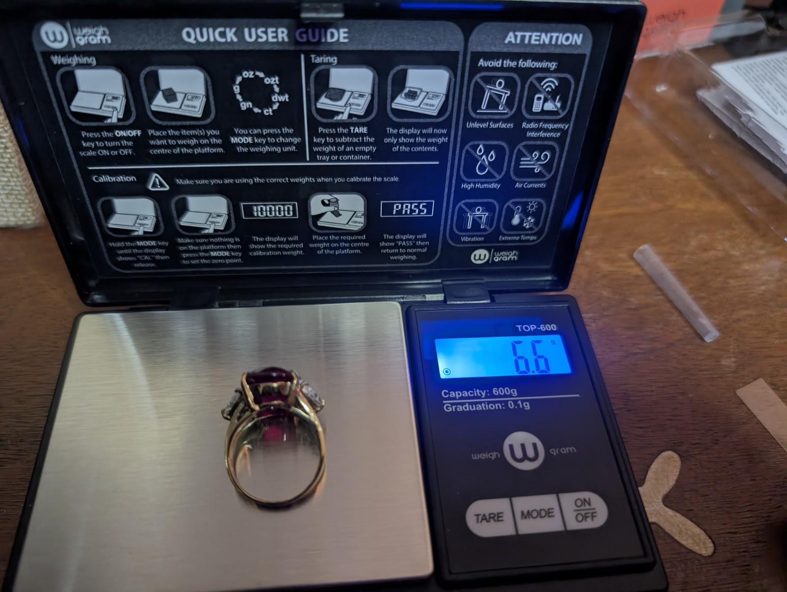 925 Gold Overlay Ruby Ring Size 7 Large Oval Appr… - image 11