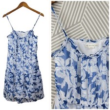 American Eagle Dress Size 6 Floral Party Peasant Cottagecore Tiered Ruffle Blue