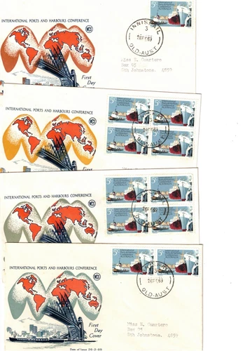 Australia 1969 5c Ports on FDCs,cds INNISFAIL 3 Qld    (4)