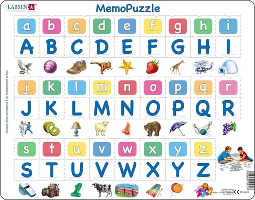Puzzle Larsen MemoPuzzle Alphabet Français – 52 Pièces, Majuscules/minuscules, Cadre – Dès 4 Ans