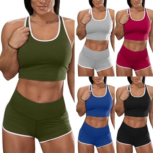 Ladies Sports Bra Shorts Sets Stretchy 